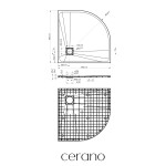 CERANO - Sprchová vanička čtvrtkruhová Quarto - SMC/minerální kompozit - strukturovaná černá matná - 90x90x3 CER-414758