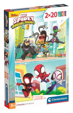 Puzzle Supercolor Spidey a jeho úžasní přátelé 2x20 dílků - Clementoni