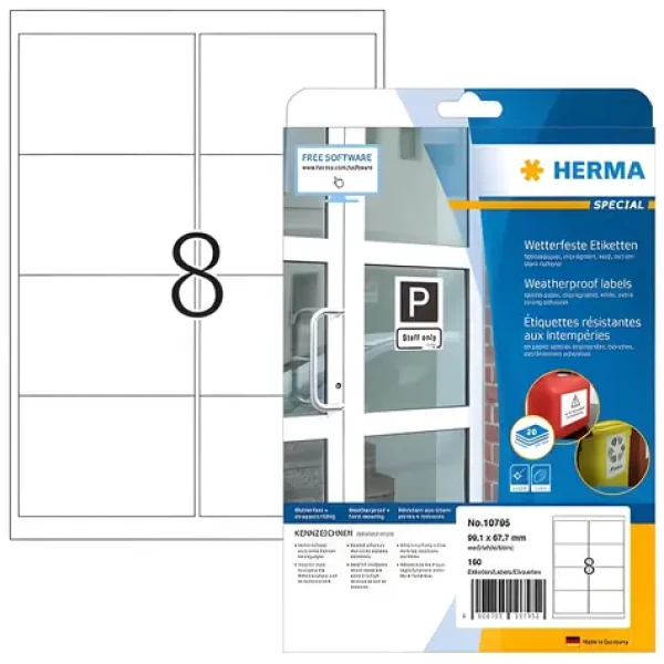Herma Etikety Outdoor bílá / Etikety / voděodolné / 99,1x67,7 mm / 160 ks (10795)