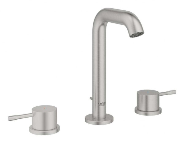 GROHE - Essence Umyvadlová baterie s výpustí, 3-otvorová instalace, supersteel 20296DC1