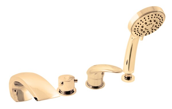 RAV Slezák - DUNAJ - Vanová baterie 4-otvorová, vodopád, Zlatá lesklá, ZLATÁ - lesklá, 1/2" D472.5PZ