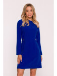 S419 Šaty s ozdobnými knoflíky v pase - královská modř EU S
