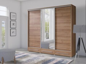 Šatní skříň Hajfa Barva korpusu: Dub burgundský, Rozměry: 255 cm