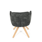 Židle jídelní, otočný mechanismus 360°, taštičkové pružiny v sedáku, tmavě zelená látka, noha masiv dub