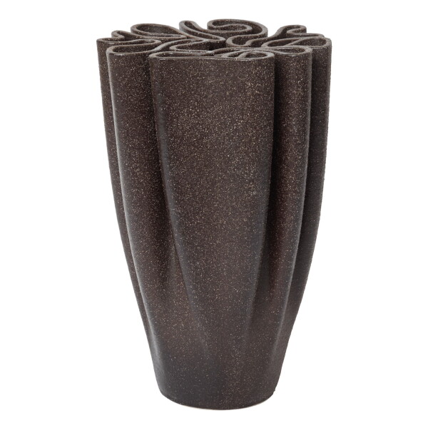 Ferm Living Kameninová váza Dedali Dark Brown, hnědá barva, keramika