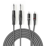 Nedis Stereo Audio kabel 2x jack 6.35 mm (M) - 2x RCA (M) 3.00 m tmavě šedá (COTH23320GY30)