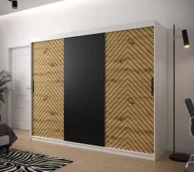 Šatní skříň Abi Jodelka Barva korpusu: Bílá, Rozměry: 250 cm, Dveře: Dub artisan