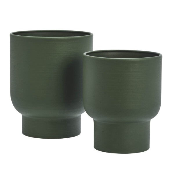 MADAM STOLTZ Venkovní obal na květináč Matt Green Iron větší, zelená barva, kov