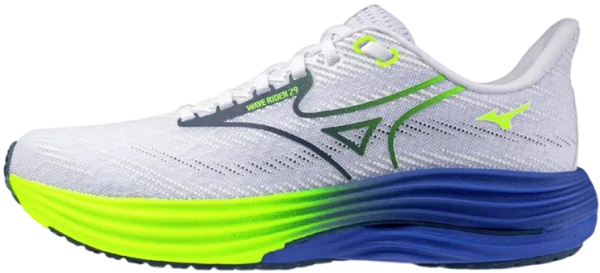 Mizuno Wave Rider 29 Men White / Estate Blue / Lightning Yellow - Běžecké boty Mizuno WAVE RIDER 29 J1GC250353 Velikost obuvi v EU: 46