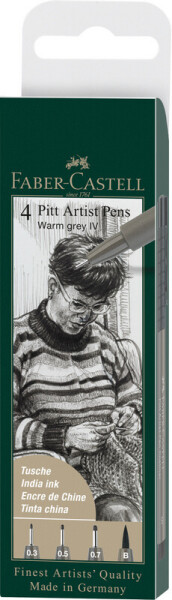 Faber-Castell Pitt Artist Pen Warm Grey sada 4 ks