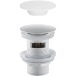 Cerano Umyvadlová výpusť, 5/4“ click-clack s přepadem + kryt z litého mramoru, bílá matná, CER-431755