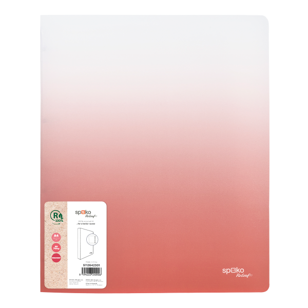 Spoko ReLeaf kroužkový pořadač, 4RO, 20 mm, A4, PP, Gradient, růžová