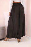 Dámské viskózové kalhoty s elastickým pasem hnědý UNI