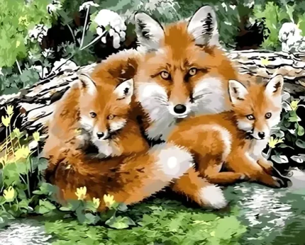 NORIMPEX Diamantové malování Liščí rodinka