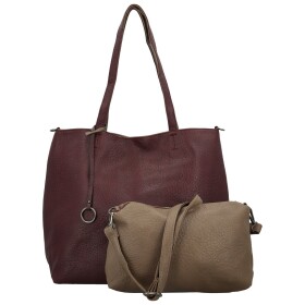 Trendy koženkový set kabelek Lexie, vínový-khaki