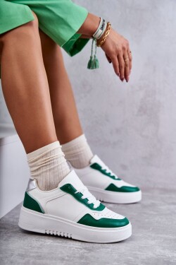 Dámské nízké sportovní boty na platformě bílé zelené Kyllie