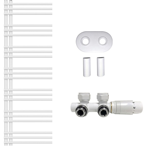 CERANO Koupelnový radiátorový set Burke - ústřední vytápění - asymetrické připojení 50 mm - 513W - bílá matná - 1500x500 mm