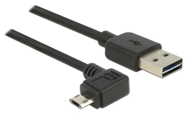 Delock Easy-USB A - Micro USB B černý / USB kabel / 90° zahnutý / 1 m / USB 2.0 (83846)