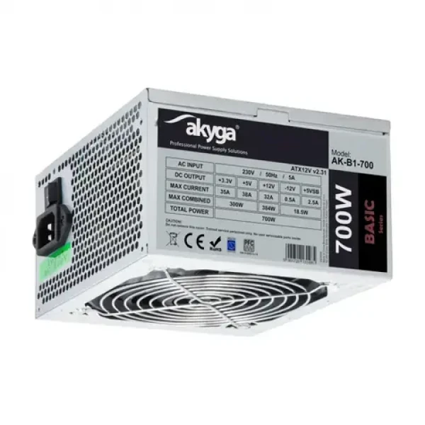 Akyga AK-B1-700 Basic šedá / Zdroj / ATX 2.31 / 700 W / 80 PLUS / 120 mm ventilátor (AK-B1-700)