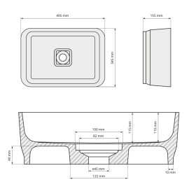 POLYSAN - BANERA SQUARE umyvadlo na desku, litý mramor, 50x36cm, bílá 14596