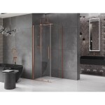 MEXEN/S - Velar sprchový kout 90 x 90, transparent, kartáčovaná měď 871-090-090-01-65