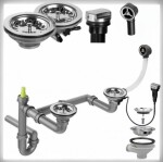 MEXEN - Sifon s automatickou zátkou pro odpad 2-komorového kuchyňského dřezu, chromový 66921-00