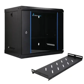 Extralink LITE černá / Nástěnná skříň / 19" / 9U / skleněné dveře / 530 x 400 mm / s policí (EX.28792)