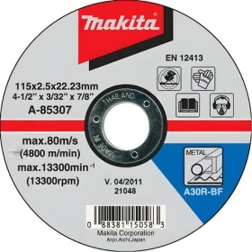 Makita A-85307 / Řezný kotouč / na kov / 115x22,2 mm / tloušťka 2,5 mm (A-85307)