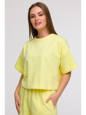 B294 Oříznutá mikina s krátkým rukávem - citronová EU 2XL/3XL