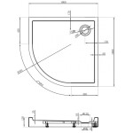 MEXEN - Flow+ Sprchová vanička čtvrtkruh 100 x 100, bílá lesk 46Q101010H