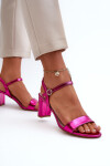 Metalické sandály na podpatku Fuksja Glindra 38