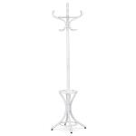 Věšák dřevěný stojanový, masiv topol a bříza, bílý matný lak, výška 185 cm