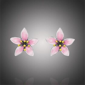 Stříbrné náušnice Motýlí orchidej - stříbro 925/1000, Růžová