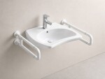 CERANO - Umyvadlo keramické pro handicapované Tina + 2x madlo bílá - nástěnné - bílá lesklá - 62x53 CER-680369