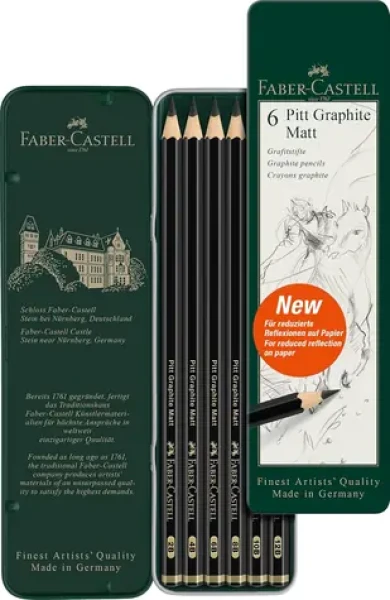 FABER-CASTELL Pitt Graphite Matt Grafitová tužka - plechová krabička 6 ks (115207)