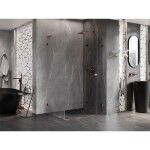 MEXEN/S - Lunar-F L sprchový kout skládací dveře pravá 90 x 80, transparent, růžové zlato 836L-090-080-60-00-P