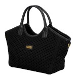 Stylová dámská háčkovaná kabelka do ruky Coveri Maggie, černá