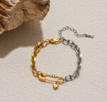 ELENYS Safety Heart – pozlacený náramek 18K žluté zlato Délka náramku: 16,5+5 cm / max. 21,5 cm