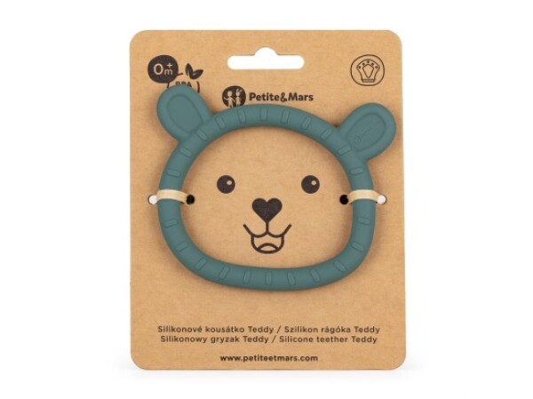PETITE&MARS Kousátko silikonové Teddy Misty Green 0m+