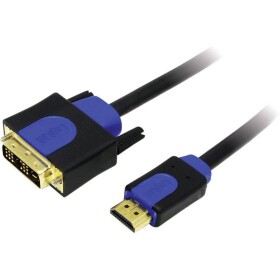 LogiLink DVI / HDMI kabelový adaptér DVI-D 18 + 1 pól Zástrčka, Zástrčka HDMI-A 3.00 m černá CHB3103 pozlacené kontakty, lze šroubovat DVI kabel