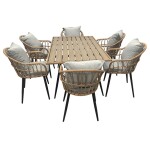 Stůl zahradní 160x95x74, kov s umělým ratanem, deska polywood