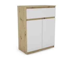 Skříňka se šuplíkem Carlos, dub artisan/bílá, 80 cm
