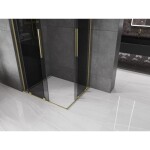 MEXEN/S - Velar L Duo sprchový kout, posuvné dveře 90 x 80, grafit, zlato kartáčovaná 871-090-080-02-43-55