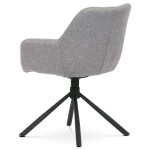 Židle jídelní, šedá látka, otočný mechanismus 90°/90° (L/P), černý kov