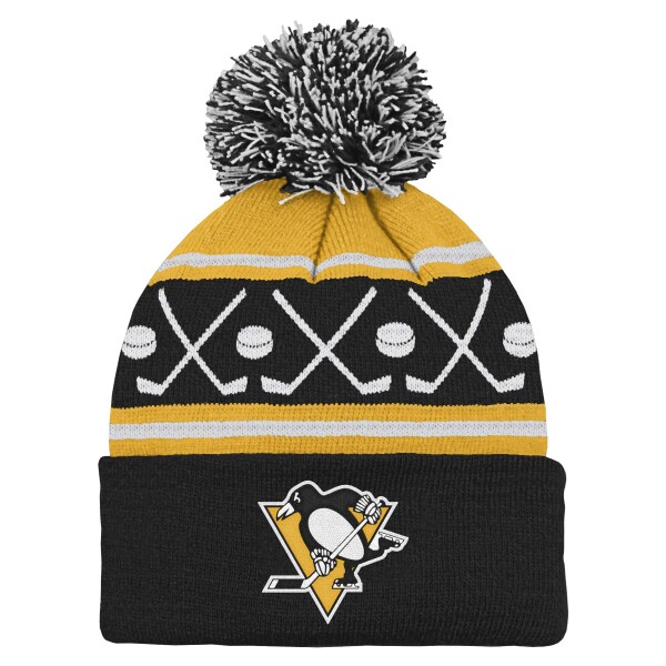Outerstuff Dětská batolecí zimní čepice Pittsburgh Penguins NHL Face-Off Cuff Pom