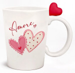 Keramický hrnek s tvarovaným uchem - Srdce