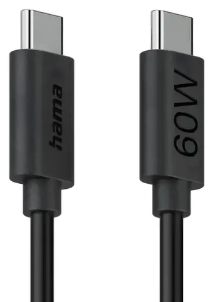 Hama černá / Nabíjecí kabel / USB-C / USB-C / 60 W / 1,2 m