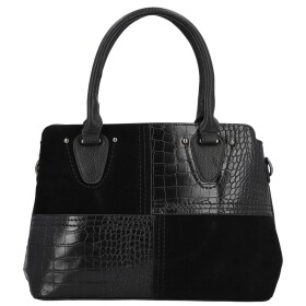 Módní dámská koženková kabelka do ruky Rosen, černá