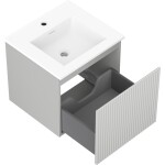 MEXEN/S - Rivel koupelnová skříňka 50 cm s umyvadlem Otis, 1 šuplík, reliéf , šedá mat/bílá mat 91A20-05047-1-BF62-W18M01