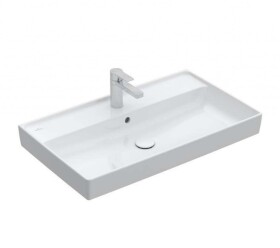 VILLEROY & BOCH - Collaro Umyvadlo nábytkové 80x47 cm, s přepadem, otvor pro baterii, CeramicPlus, Stone White 4A338GRW